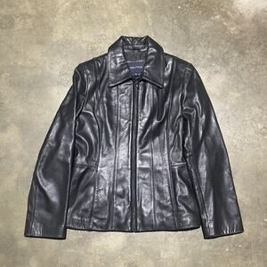 Vintage Y2k Nautica Black Grunge Leather Jacket